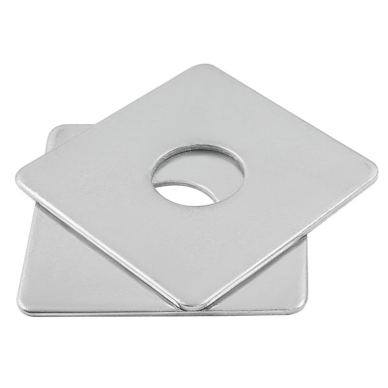 Coufce 10pcs M16 Square Bearing Plate Washer, 304 Stainless Steel Flat Pad Spacer Gasket Hardware Fastener, Heavy Duty Square Washers Plate, 0.67"(ID) x1.97"x1.97"x0.08" - Image 3